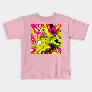 Lime Green and Magenta Flow Art Kids T-Shirt